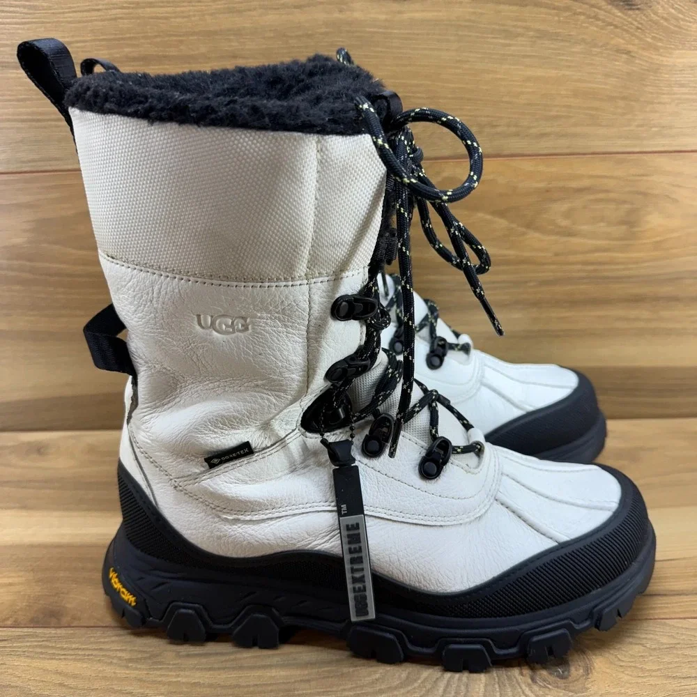 UGG Adirondack Meridian Gore Tex Snow Boots Womens 8 White Black Vibram Extreme
